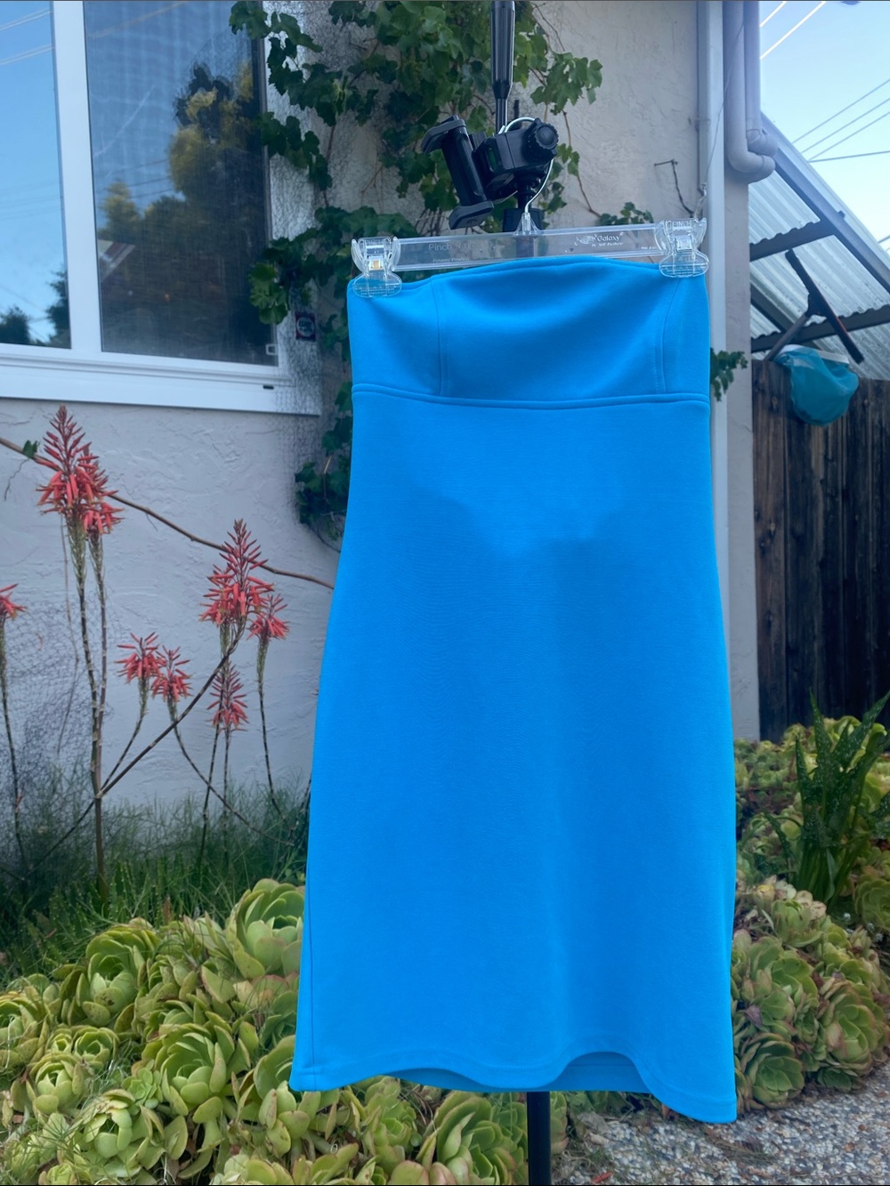 Sexy Hugo Buscati Strapless Mini Dress in Turquoise Blue, Size XS